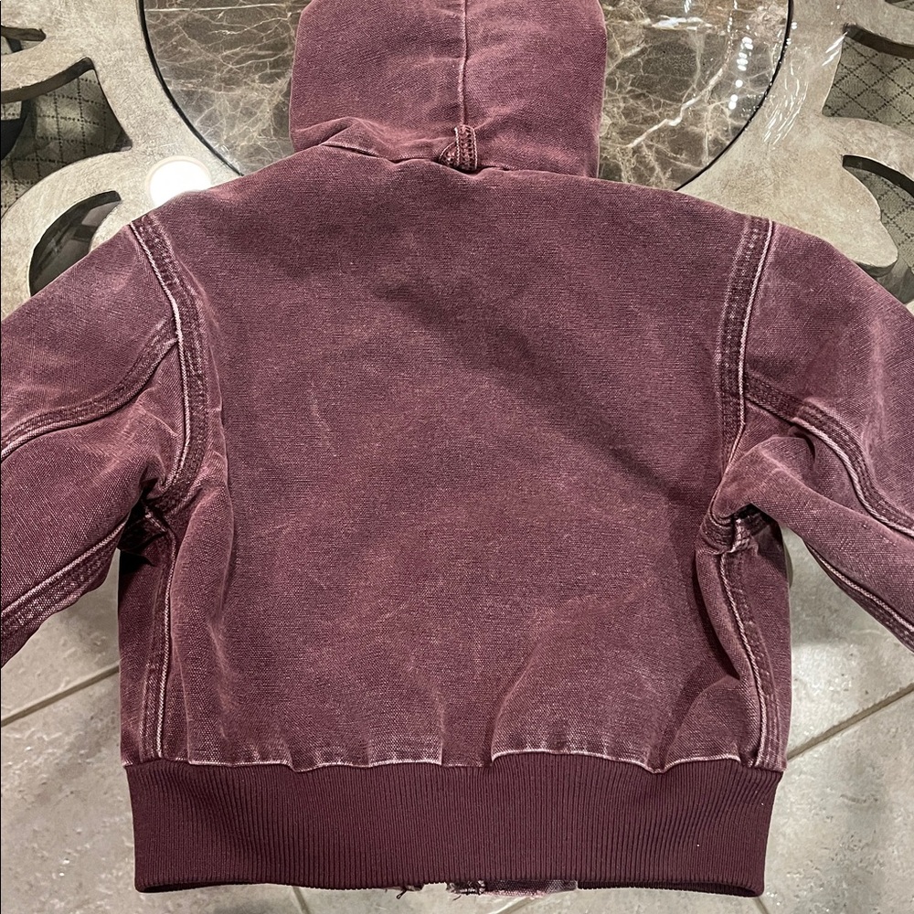Vintage Kids Carhartt Active Jacket Faded Burgundy Duck Canvas Size 4T - Picture 3 of 8